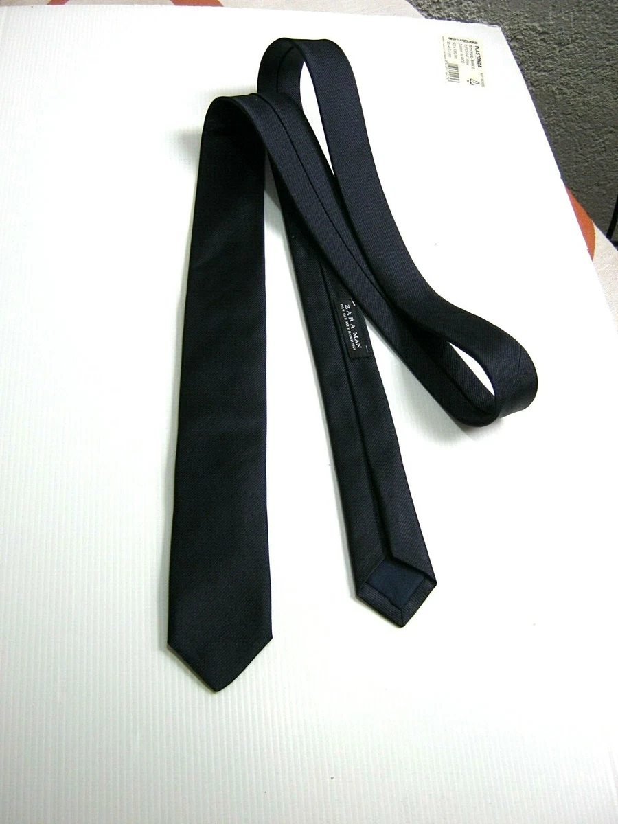 Cravate Zara Homme Bleu Noir Marron Or Blanc - Rayée, Occasion En Excellent état