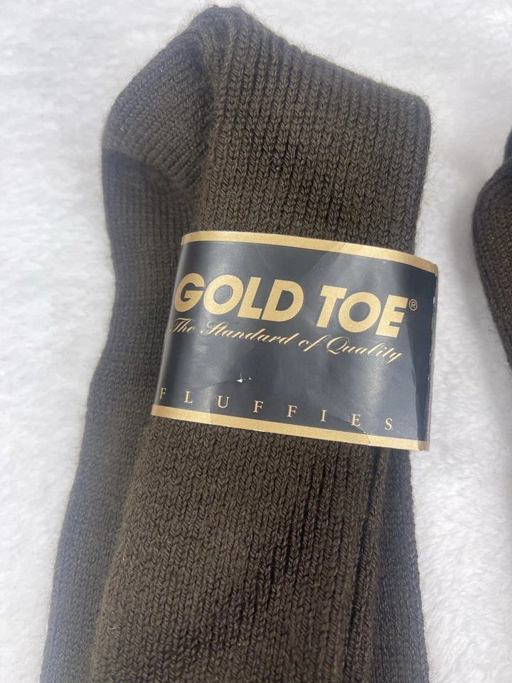 Lote de 2 calcetines NOS Gold Toe Fluffies para hombre talla 10-13 marrón oscuro chocolate Foto 2 de 4