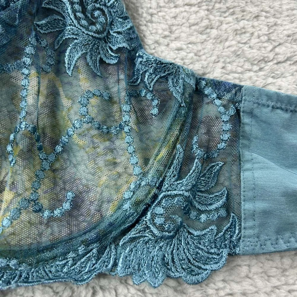 Lunaire Bra 38D Balconette Sujetador Verde Floral LACE Foto 4 de 4