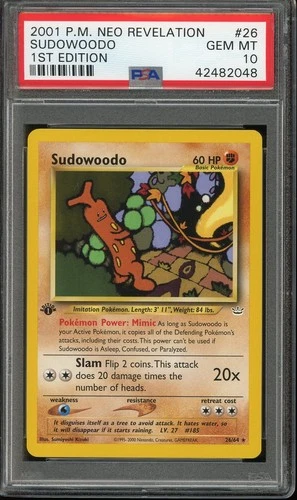 Sudowoodo Pokemon Card (1st Edition Neo Revelation 26/64) GEM MINT PSA 10