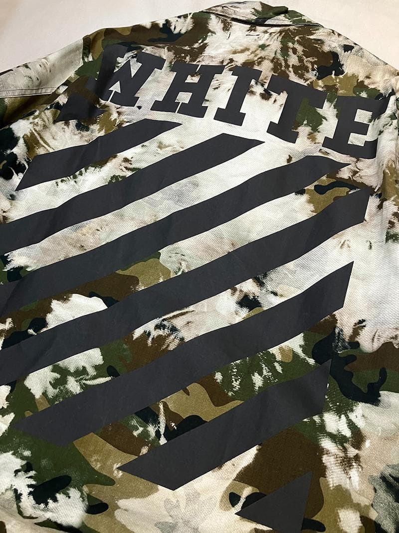 OFF-WHITE Military Jacket Camouflage Tie-Dye Size M Heavy Cotton Front Logo image 7