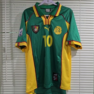 カメルーン代表ユニフォーム　エムボマ CAMEROON Home World Cup 1998 - Soccer - MBOMA 10 - 2XL (Run Small