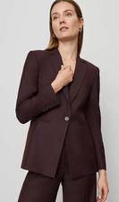 NWT ANN TAYLOR CLASSIC BURGUNDY PETITE ONE BUTTON BLAZER JACKET SZ 0P