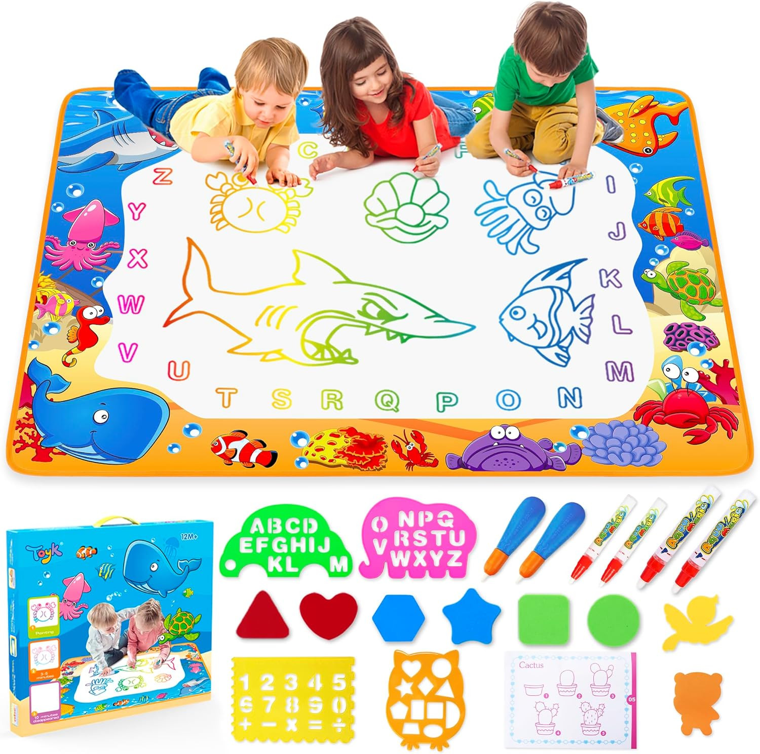 Water Doodle Mat - Kids Painting Writing Color Doodle Drawing Mat Toy Bring Magi