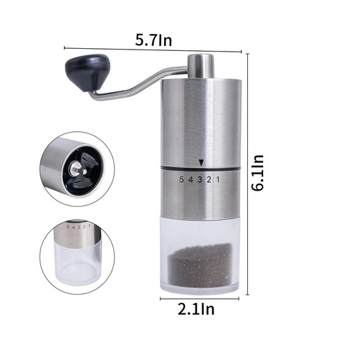 Manual Coffee Grinder with Hand Crank Travel Coffee Bean Stainless Steel Grin... - Picture 5 of 9