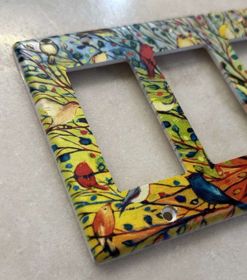 Pintura al óleo Árbol Pájaro Interruptor de Luz de 3 Velocidades Placa de Pared Decorativa Foto 4 de 4