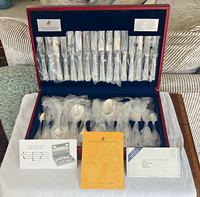 Viners Tudor 100pc Silver Plated Floral Cutlery Set with Case, Service 8