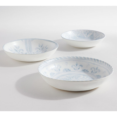 Potterybarn Chambray Tile Stoneware Serving Bowls- Set of 3