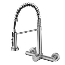 Wall Mount Kitchen Faucet with Pull Out Sprayer, 8 Inch Center Commercial Kit...