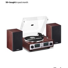 ANGELS HORN AT-3600L Bluetooth Turntable HiFi System Red with Speakers