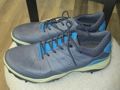 Ecco Strike 2.0 Golf Shoes Mens Size 10/44 Blue Yak Leather Spiked Sneakers NWOB