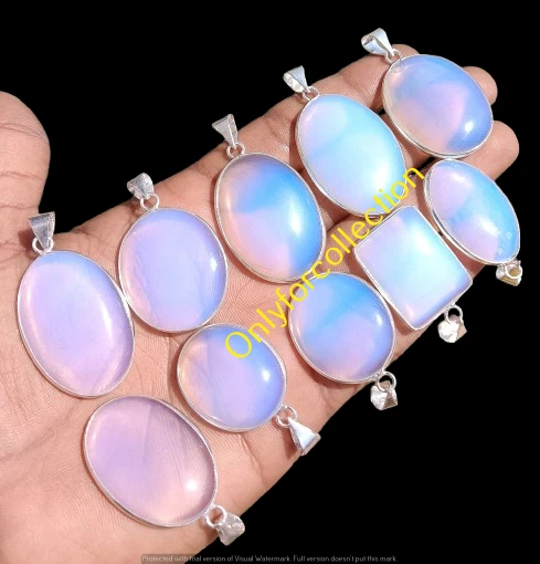 Handmade Opalite Gemstone Pendants Lot 925 Sterling Silver Plated Bulk Jewelry - Image 3 of 3