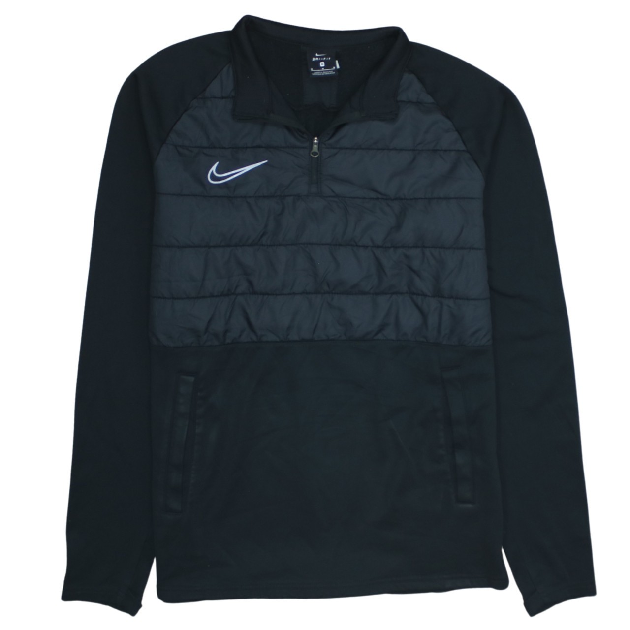 Nike Mens Sweatshirt Black Nike Pro Fleece Padded 1/4 Zip Embroidered Top M
