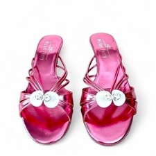 Michel Perry Laminato Rosa EU 38/US 8 Sandals Designer Made in Italy Pink  NIB