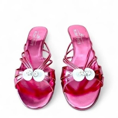 Michel Perry Laminato Rosa EU 38/US 8 Sandals Designer Made in Italy Pink  NIB