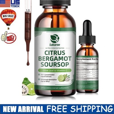 Organic Citrus Bergamot Bergamia Extract 300 mg Liquid Drops 60ml Soursop