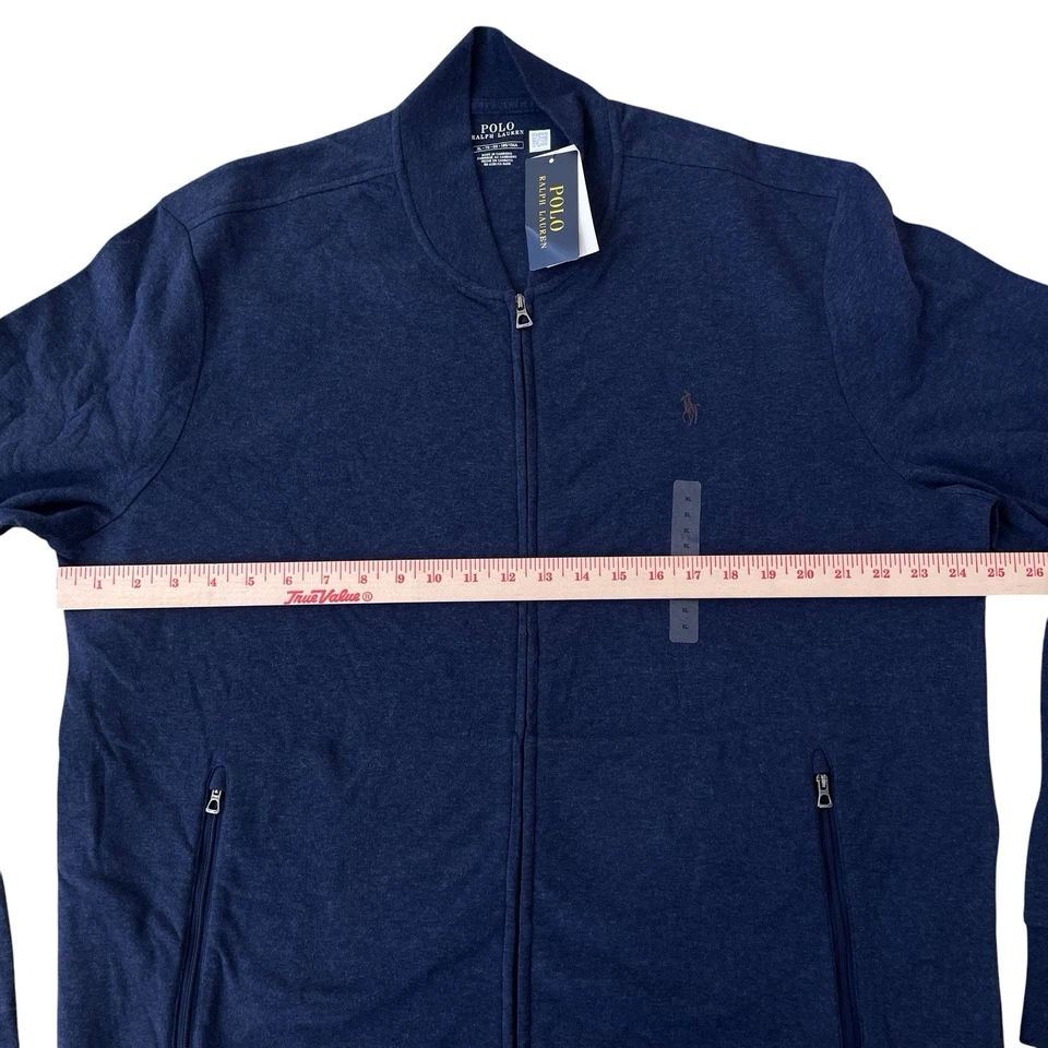 com etiquetas Polo Ralph Lauren Luxo Jersey Jaqueta Bombardeiro de Beisebol Azul Si G1N - Imagem 4 de 4