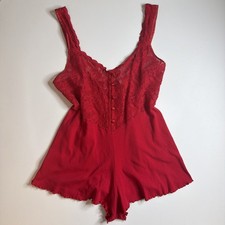 Vintage Victorias Secret Gold Label Lingerie Red Lace Romper M Y2k 90s