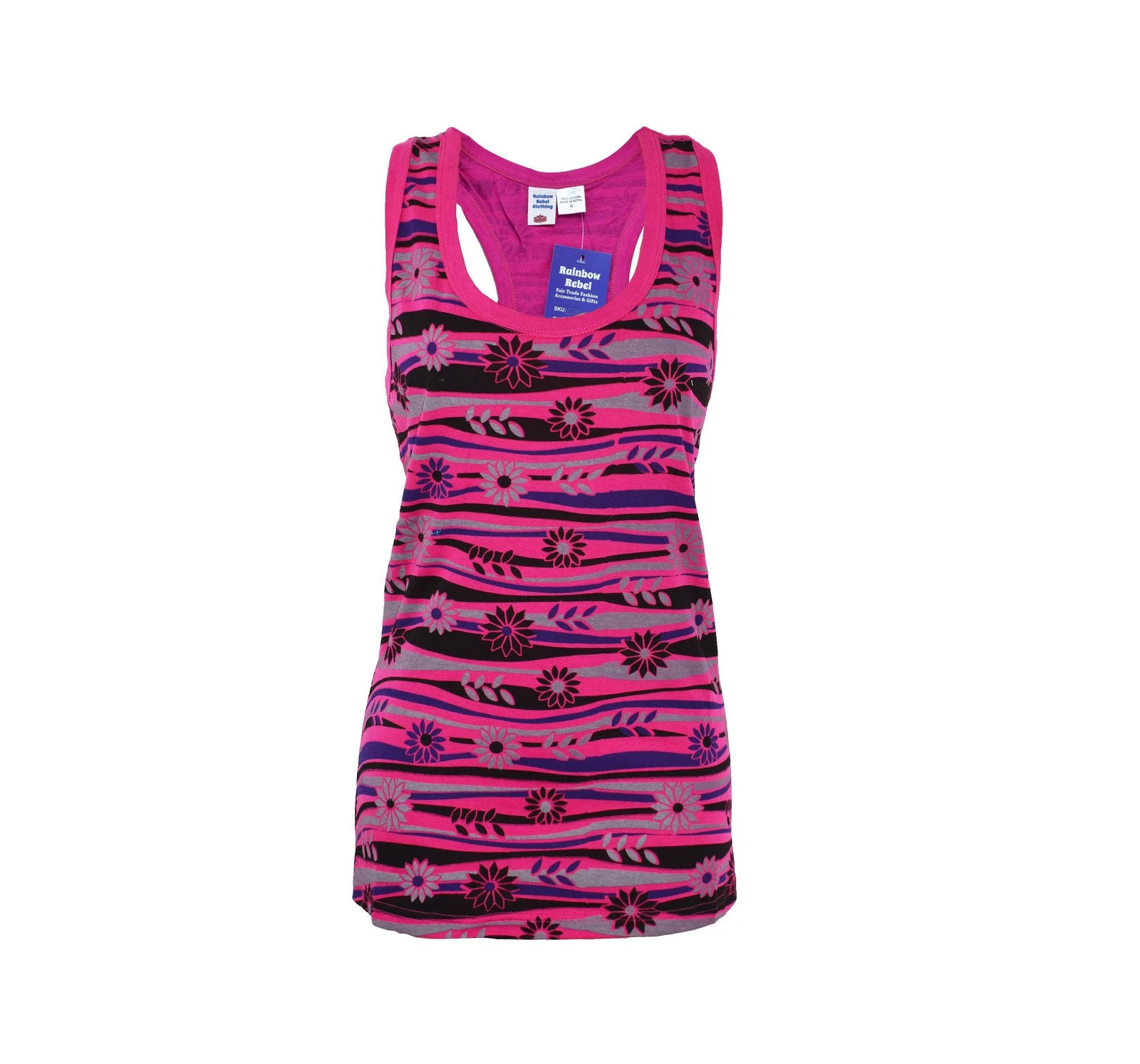 Fair Trade Vest Top Cotton Racer Back 12 14 16 18 20 22 24 Hippy
