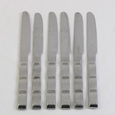 Set of 6 Retroneu Vintage Solid Dinner Knives Stainless Whitewater Pattern 9.25"