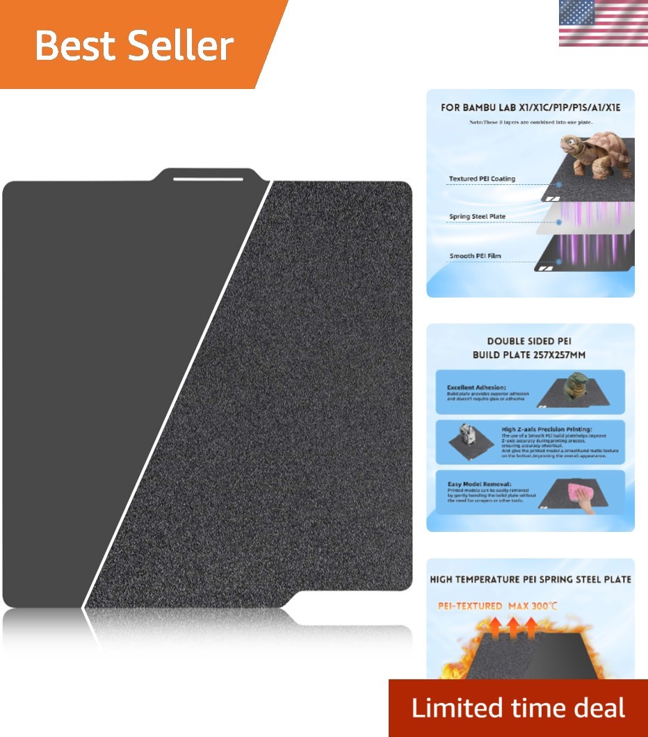 Double-Sided PEI Build Plate for Bambu Lab: Smooth & Textured for Optimal Prints