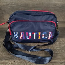 Nautica Navy Red Nylon Crossbody/Belt Bag with Adjustable Shoulder Strap
