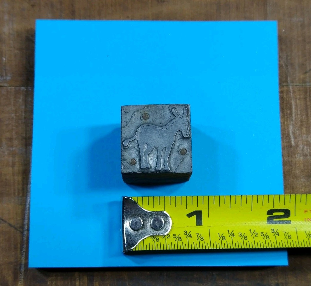 Antique VTG Donkey Mule Letterpress Print Type Ornament Cut Stamp Block