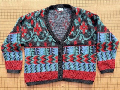 Vtg Benetton Intarsia Ugly Sweater Women's M Italy Kid Mohair Blend, Soft