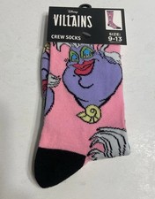 Disney Villains Ursula Crew Socks Size 9-13 New with Tags Little Mermaid Pink