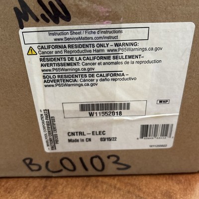 Whirlpool Microwave OEM Genuine Main Control Board W11552018 W10849829 PS1662039