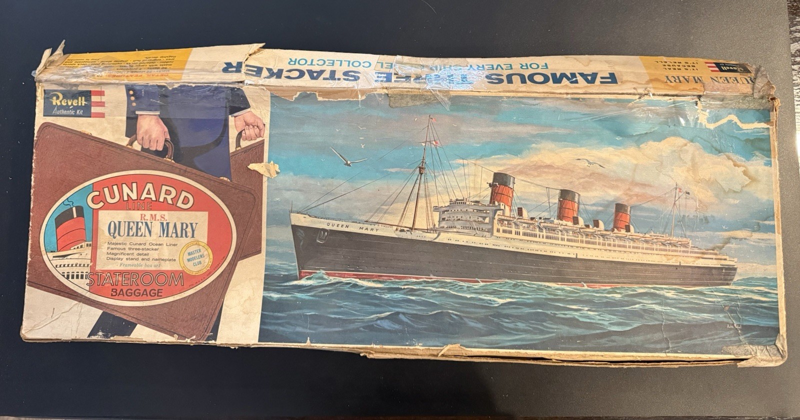Vintage Revell 1962 Cunard Lines RMS Queen Mary  Ocean Liner 1/570 Scale VG