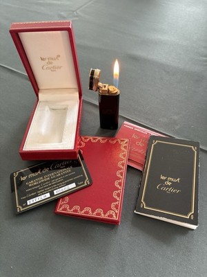 Cartier Feuerzeug Gold Chinalack Schwarz OVP + Zubehör