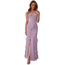 BARBIE AZAZIE Dress Size 4 / Size A4 1001 Sheath Bow Chiffon Wisteria Purple