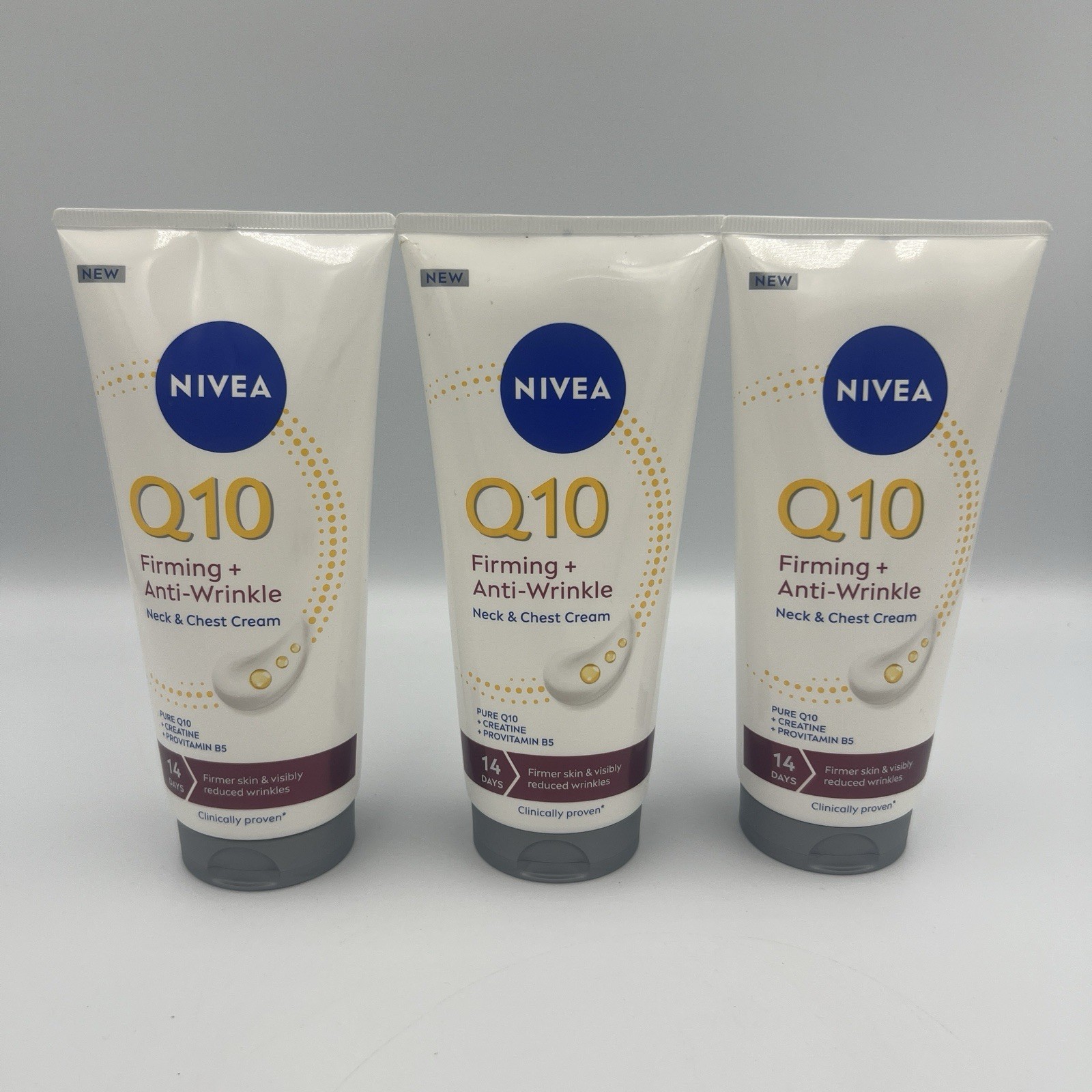 3x NIVEA Q10 Firming + Anti-Wrinke Neck & Chest Cream Moisturiser 200ml New