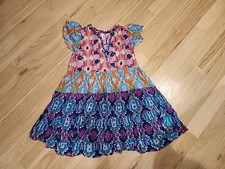 Anthropologie Dominic Beattie Tiered Mini Dress Women Small Colorful V-Neck Boho