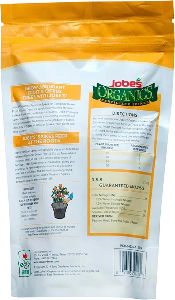 Jobe’s Organics Garden Fertilizer Spikes, Easy Care Fertilizer for Fruit Plants - Image 2 of 4