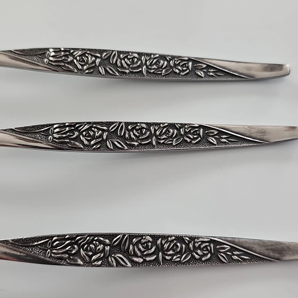 Lote de 3 tenedores de ensalada Nasco ROSEVINE CARESS cubiertos de acero inoxidable 6,75 pulgadas Foto 3 de 4