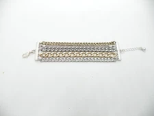 Jenny Bird Signed Multi Strands Chain Two Tone Gold Silver Jewelry Bracelet