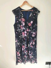 Quiz Ladies Midi Dress Size 22 Navy evening Prom occasion Floral Ruffle Vneck
