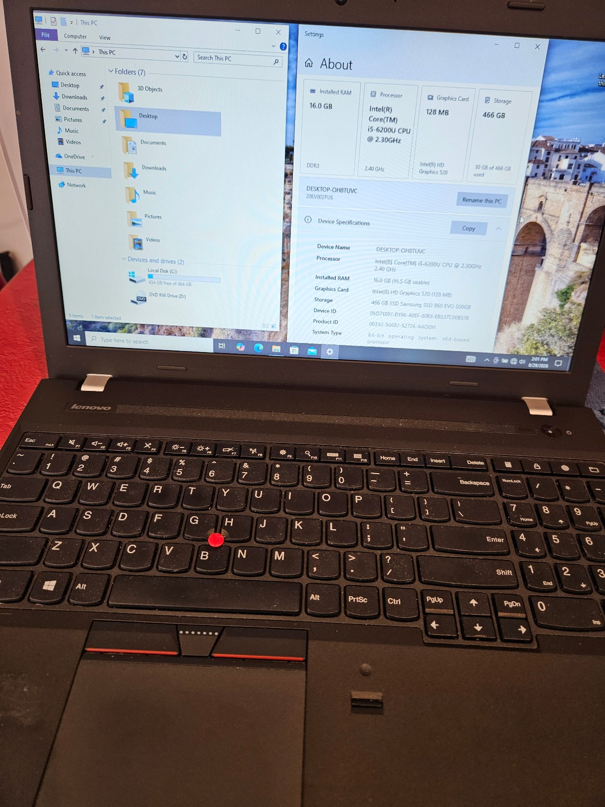 lenovo thinkpad e560, 15.6-Inch Laptop, with Intel Core i5-6200U, 500 GB SSD (Solid State Drive), Windows 10 Pro