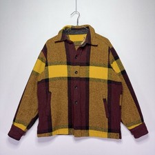 RARE VTG 60s Peters Whaler Wool Flannel Shacket w/ POCKETS - Yellow Brown MEDIUM