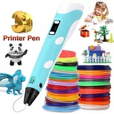 3D Printing Pen Kit 3D Drawing Pen with Led Display 12 Color Filament for Kids