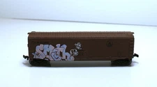 RARE LITTLE DIE CAST TRAIN CAR WITH AWSOME GRAFFITI ART HARD TO FIND COLLECTIBLE