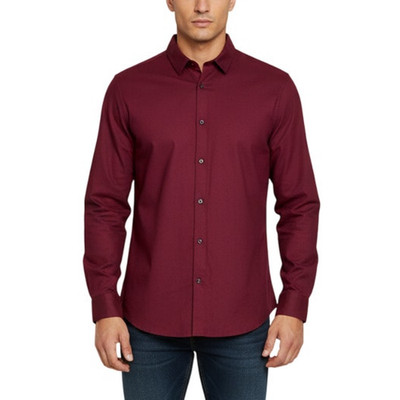Artefact Burgundy Long Sleeve Button Up Shirt Men Slim Fit NWOT Size Large