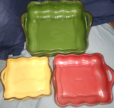 3-Piece Ceramic Square Baking Dish Set Green/...