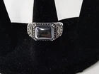 Vintage 925 Sterling Silver Thailand Hematite Ring Gothic Artisan Statement sz 7