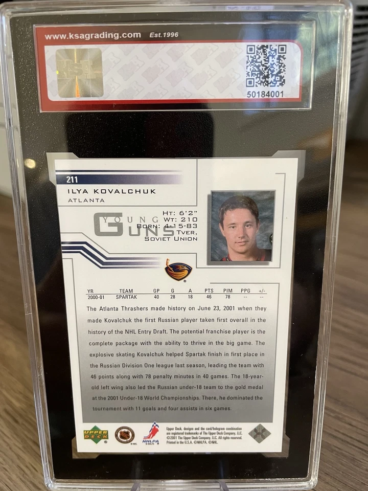 2001-02 Upper Deck #211 Ilya Kovalchuk Young Guns Rookie Rc KSA 9 Mint - Image 4 of 4