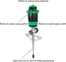Gear Drive Sprinkler 5-Pattern Heavy Duty with Metal Spike Base