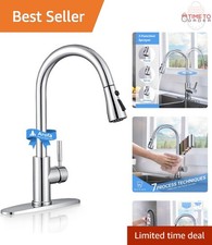 Chrome Kitchen Faucet High Arc Pull Down Sprayer 360 Swivel Leak Resistant