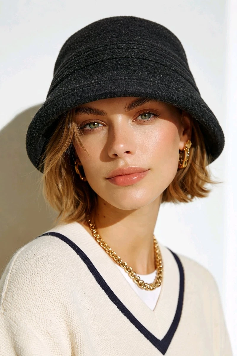 Vintage 90s Eddie Bauer Womens One Size Wool Blend Knit Bucket Hat Cap Black Eddie bauer vintage bucket hat - Gem main image 3